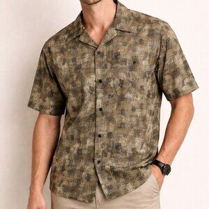 Axcess Men 100% Rayon Hawaiian Shirt Mens Large Pocket Short Sleeve Collared